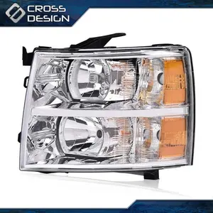 CROSSDESIGN Fit For 07-14 Chevy Silverado Left Headlight Lamps Chrome Housing Amber Corner
