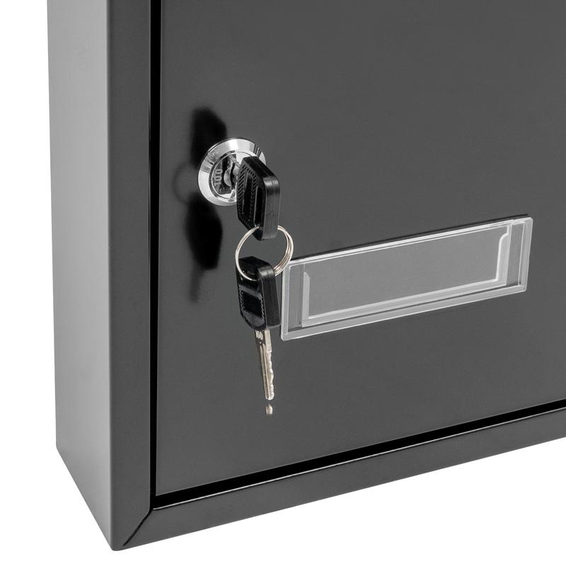 CNCEST Metal Wall-Mounted Mailbox with Key Lock Large Capacity Mail Box with View Window for Home or Office Spraying Molding Process Rainwater Protection Modern Black Organiser Racks