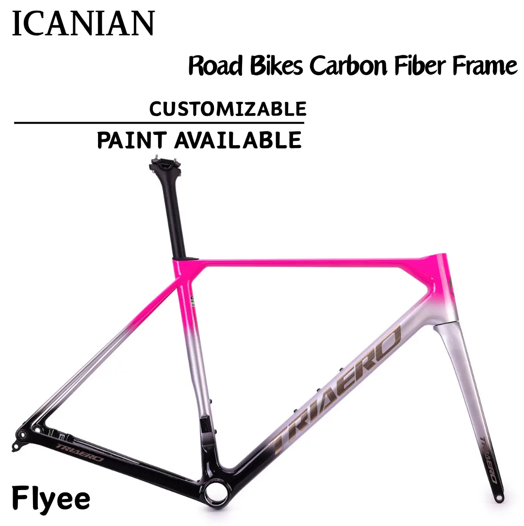 Lightweight Carbon Road Bike Frameset for Racing, Disc Brake Compatible with T47 BB, Internal Cabling & Glossy Paint, Sizes 47-57cm, Carbon Fiber, Race Bikes, 100*12Mm