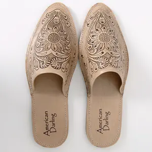 American Darling Floral Hand Curved Genuine Western Leather Riding Ankle Boot | Shoe Footwear