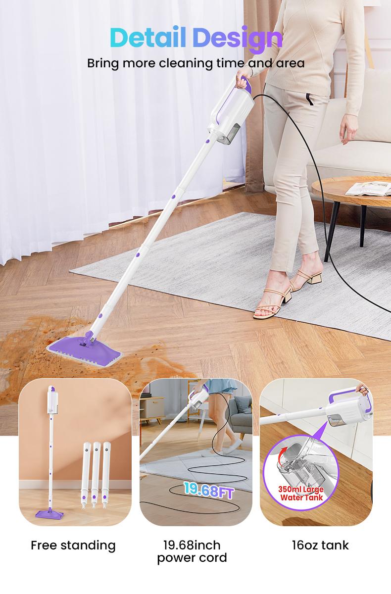 [FebFaves]Steam Mop 12-in-1 Floor Cleaner with Detachable Handheld Steamer for Walls, Grout, Floors, Tiles, Carpets & Grease. Includes Multi-Function Accessories Cleaning Tools Cleaning Set