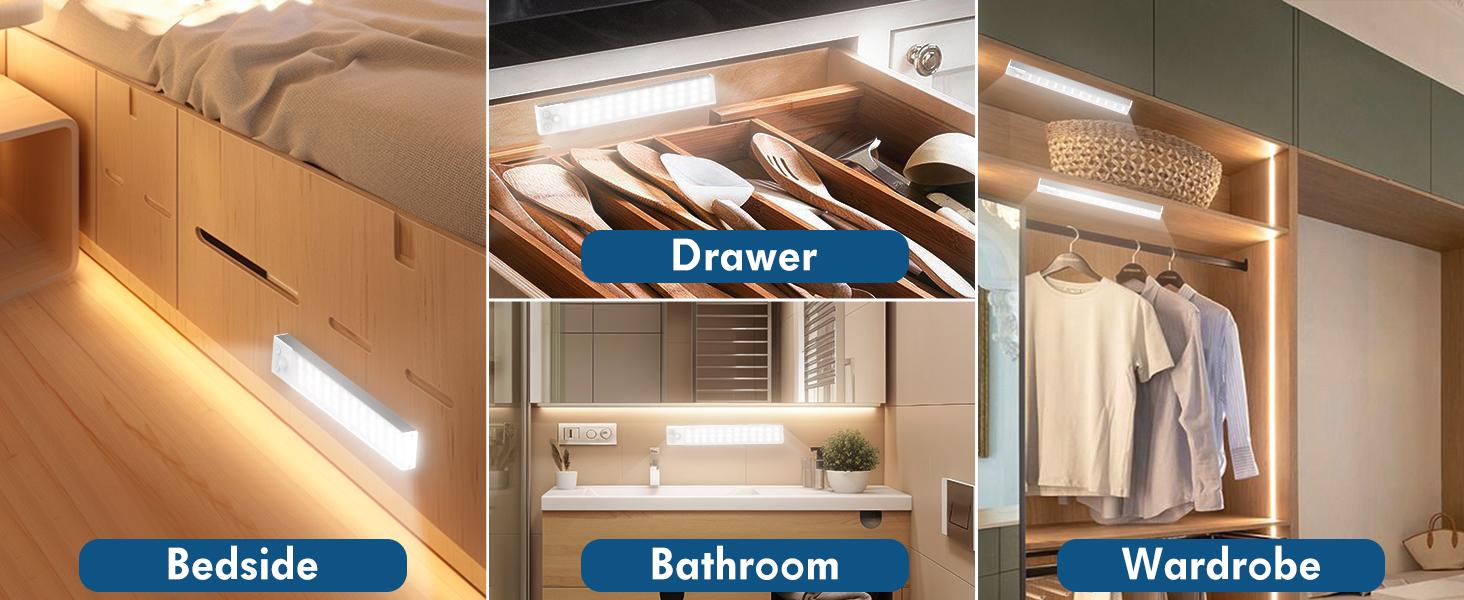 Under Cabinet Lights, LED Closet Lights with Motion Sensor Indoor, USB-C Rechargeable Counter Night Lights, Wireless Remote Kitchen Lights, Dimmable Lights for Home Decor, Kitchen, Stairs & Wardrobe Lighting, St. Patrick's Day Lights, Mother's Day Gifts