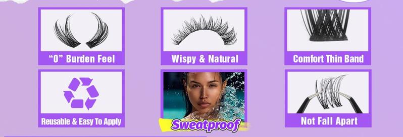 168PCS Wispy Natural D Curl Lash Clusters 10-18mm DIY Individual Eyelash Extensions, Soft Thin Band Cluster Lashes for Natural Volume Look at Home