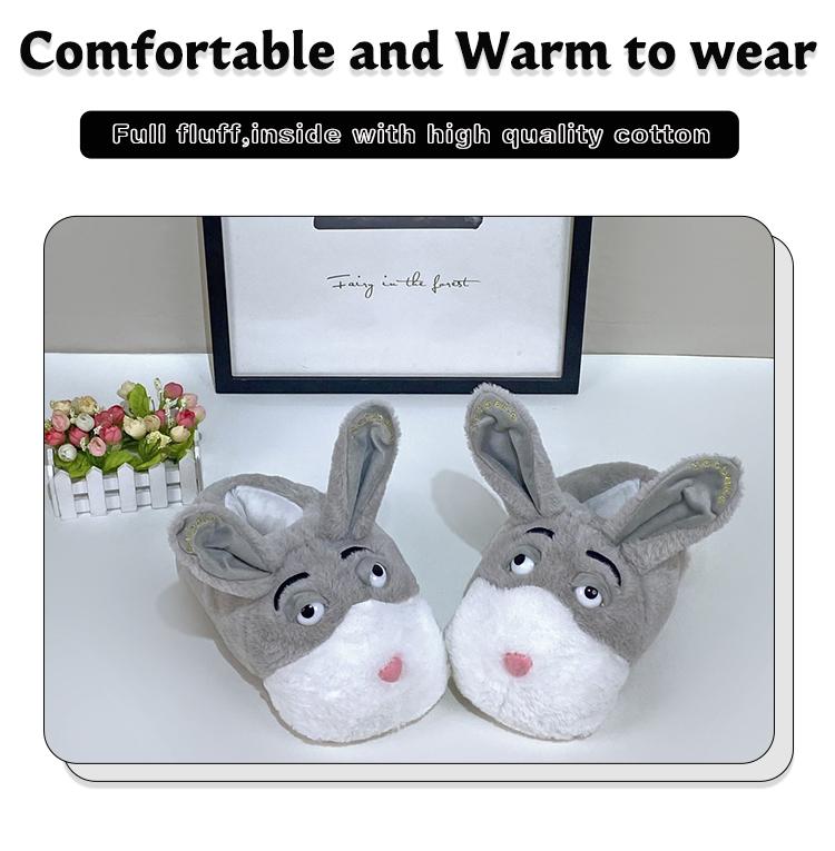 Winter warm and soft cotton shoes. New cotton waterproof shoes with rabbit patterns. Recommended by enthusiasts. Household indoor shoes.