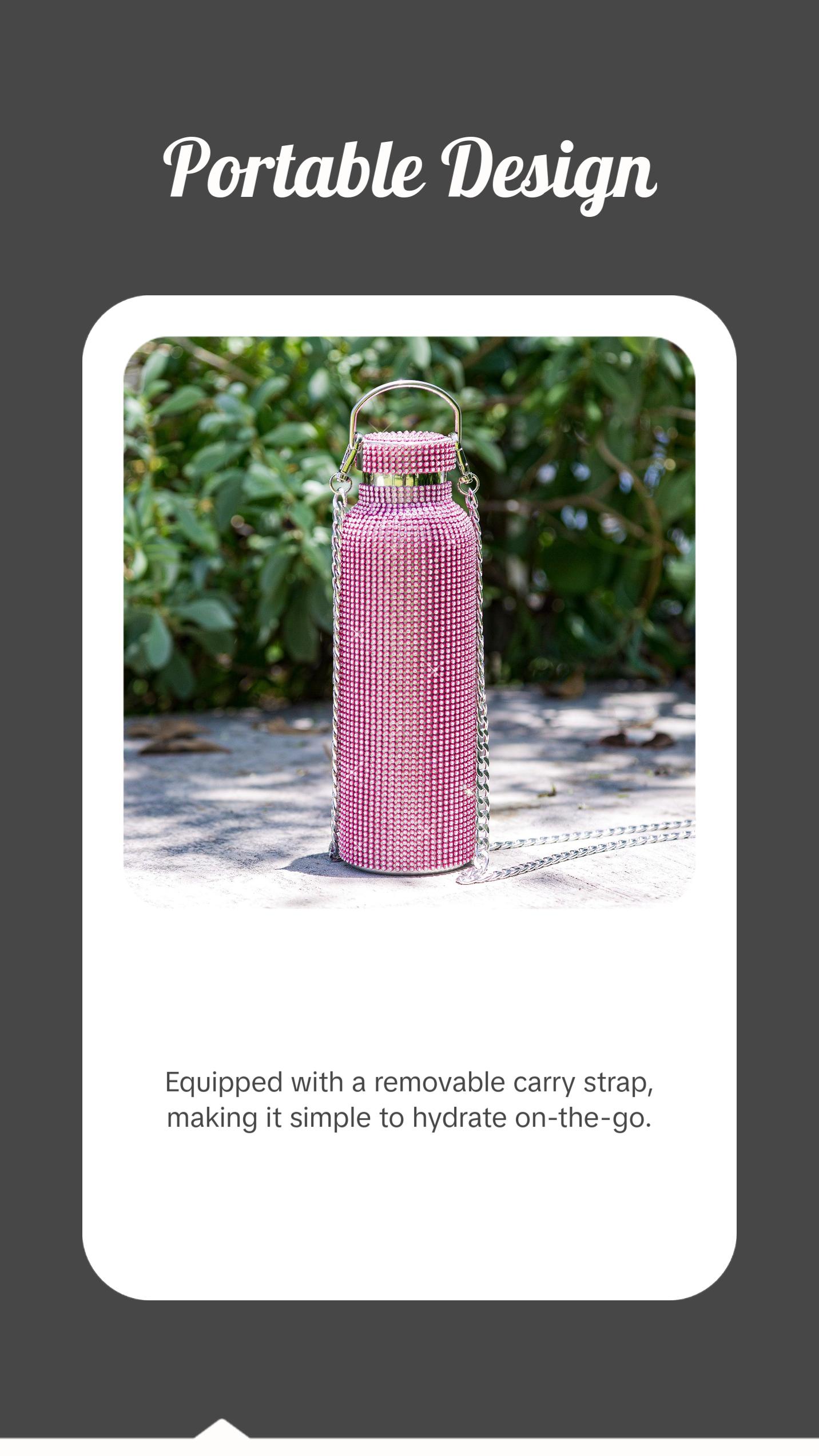 Paris Hilton Diamond Bling Water Bottle, Stainless Steel with Removable Strap, Vacuum Insulated and Covered in 5,000+ Rhinestones Paris Hilton Diamond Bling Water Bottle, Stainless Steel with Removable Strap, Vacuum Insulated and Covered in 5,000+ Rhinestones