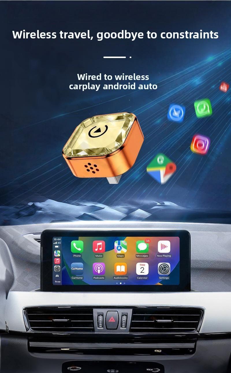 2026 New Smart two-in-one in-car connectivity box Wireless CarPlay Adapter - iPhone & Android Compatible with Fast No-Delay Link, Hands-Free Calling holiday gifts decor cool cover Car Gadgets car stuff car  Decoration Automotive Interior accessories car