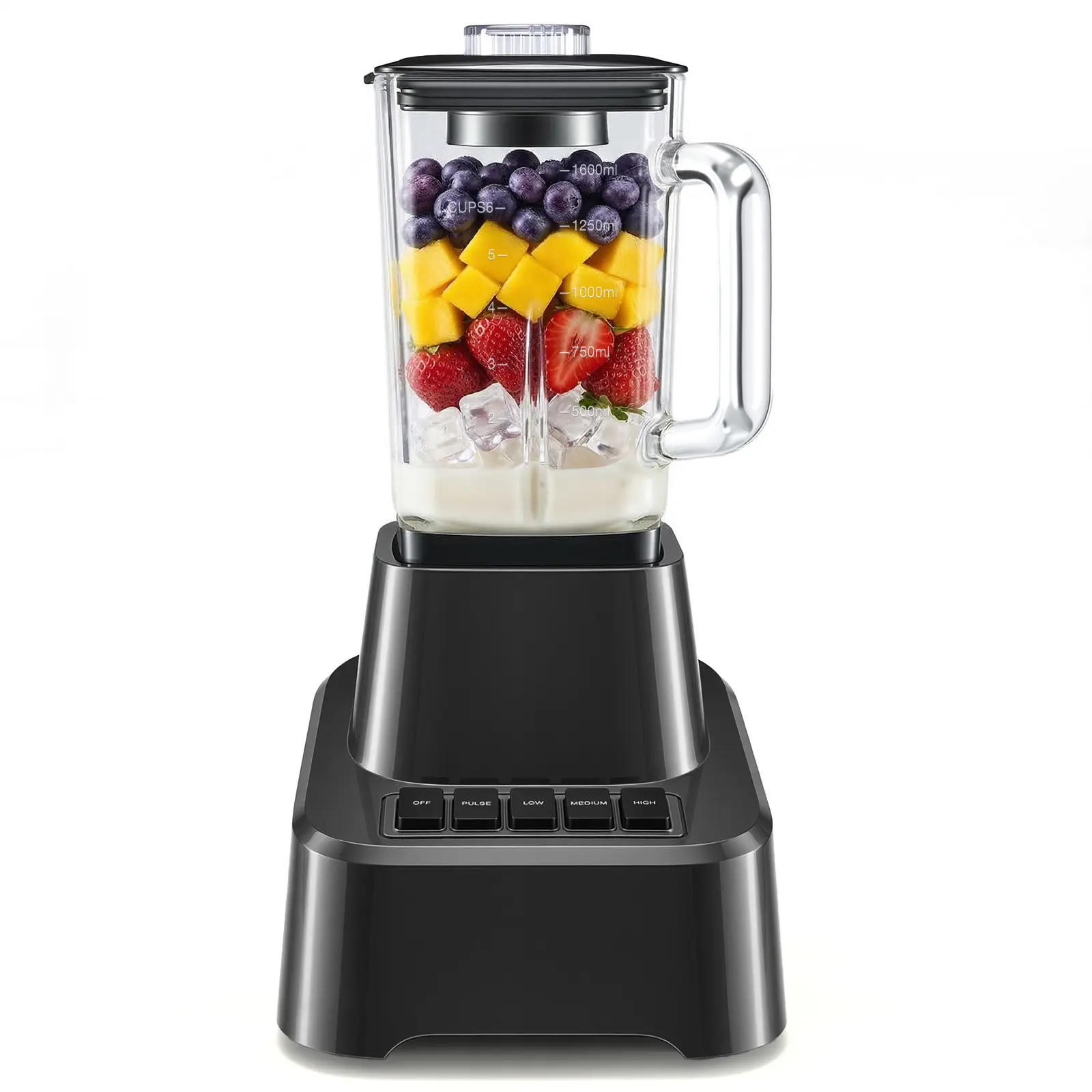 Sweetcrispy 850W Countertop Jug Blender with 54oz Glass Pitcher, 4-Speed Control, Pulse Function, 6 Stainless Steel Blades for Shakes, Ice Crushing, Baby Food
