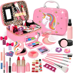 TikTokShopSpringGlowUp 25 PCS Kids Washable Makeup Girl Toys - Real Makeup Kit Kid Make up Set, kids stuff for girls, kids christmas gifts, for Toddlers Children Princess Dress Up Birthday Gifts Toys for 3 4 5 6 7 8 9 10 11 12 Year Old Girls