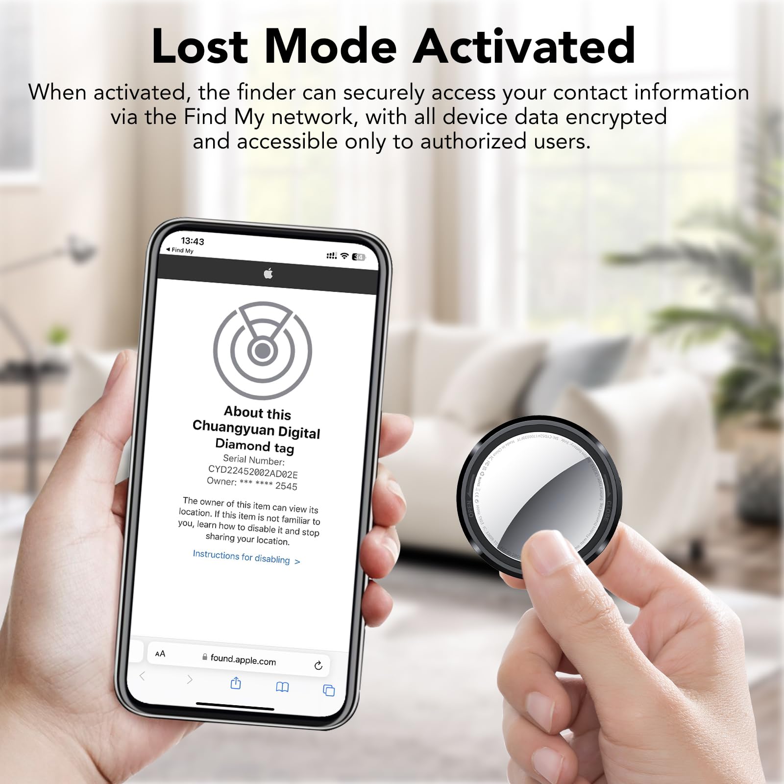 [Spring Deals] Tukio Tx03 GPS Tracker (iOS Only) for Cars & Pets -Mini Clear Design, Weatherproof Case, Anti-Lost Device, Works with Apple Find My (iOS Only), No Monthly Fees, IP67 Waterproof, Replaceable Battery Remote Bluetooth Protection