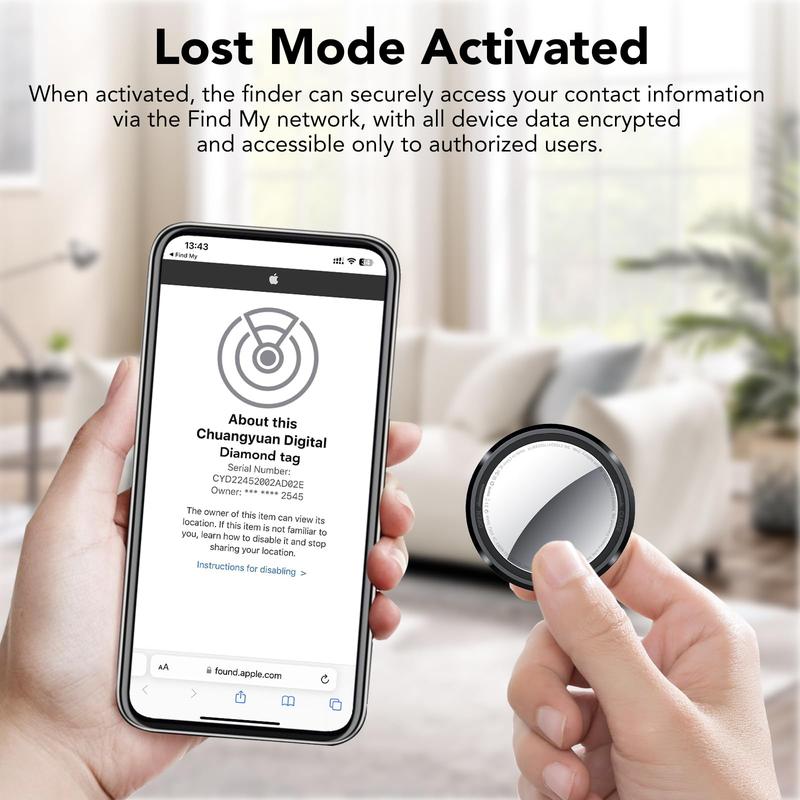 [Valentine's Day] Tukio Tx03 GPS Tracker (iOS Only) for Cars & Pets -Mini Clear Design, Weatherproof Case, Anti-Lost Device, Works with Apple Find My (iOS Only), No Monthly Fees, IP67 Waterproof, Replaceable Battery Remote Bluetooth Protection