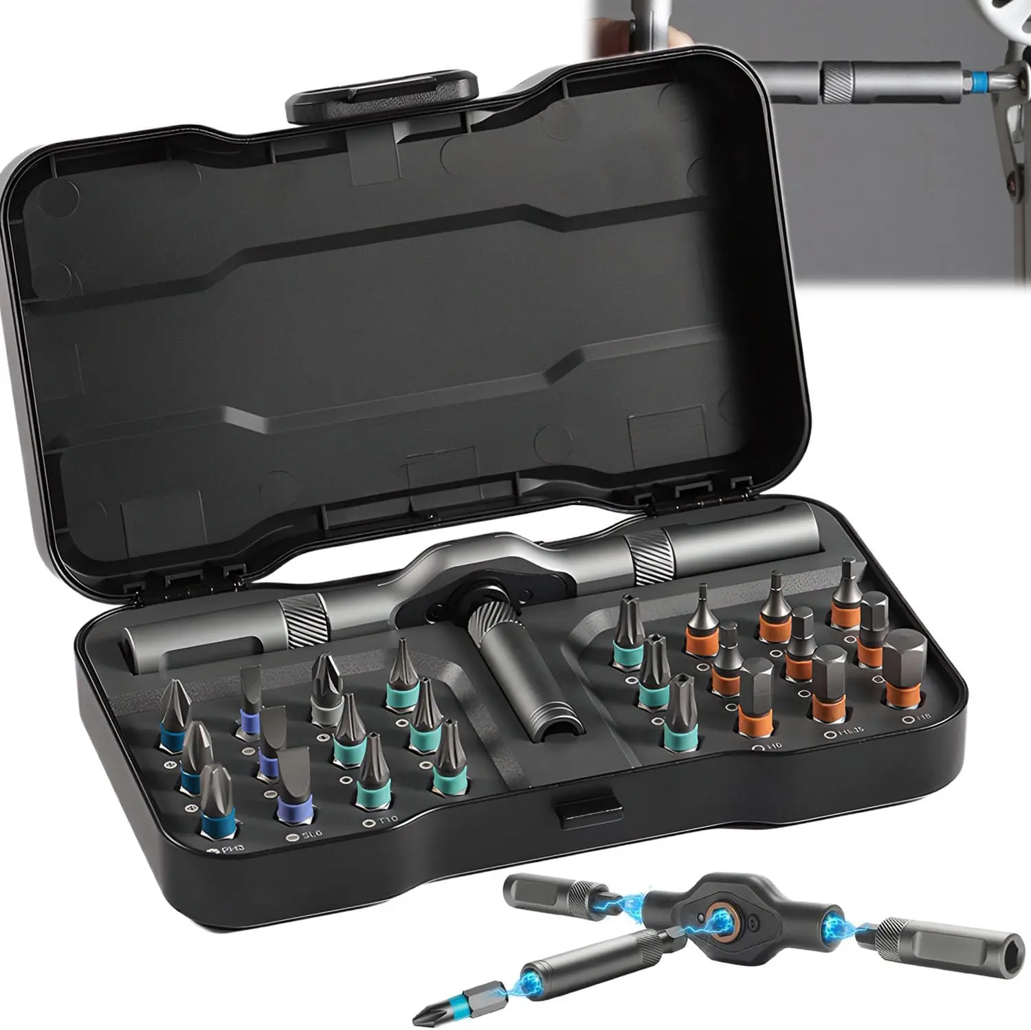 Perfect Gift Idea 25 in 1 Magnetic Screwdriver Set Multifunction Ratchet Wrench Tool Kit for Men Women Dad Him Home DIY Repair Projects Tool Box Screwextractor