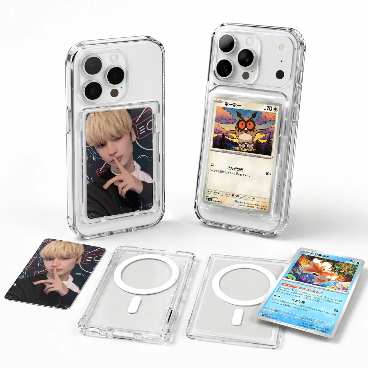 Clear Magnetic Flip Card Holder – Fits Credit Card / ID / K-pop Photocard/Pokémon  Clear phonecase  with photocard holder transparent