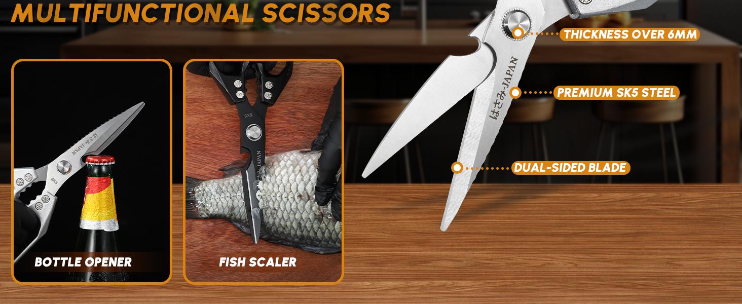 Huusk Kitchen Shears Set, Heavy Duty Poultry Shears, Japanese Kitchen Scissors for Meat, Chicken Bones, and Turkey