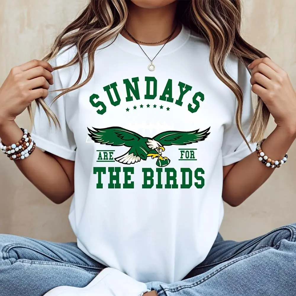 Sundays Are For The Birds Eagle Graphic Print, T-Shirt, American Football Game Day Fan Apparel, Casual Weekend Sports Bar Party Wear