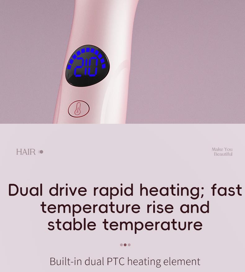 1.5” Ionic Heated Thermal Brush, 11 Temp Settings (110–210°C) – Pink