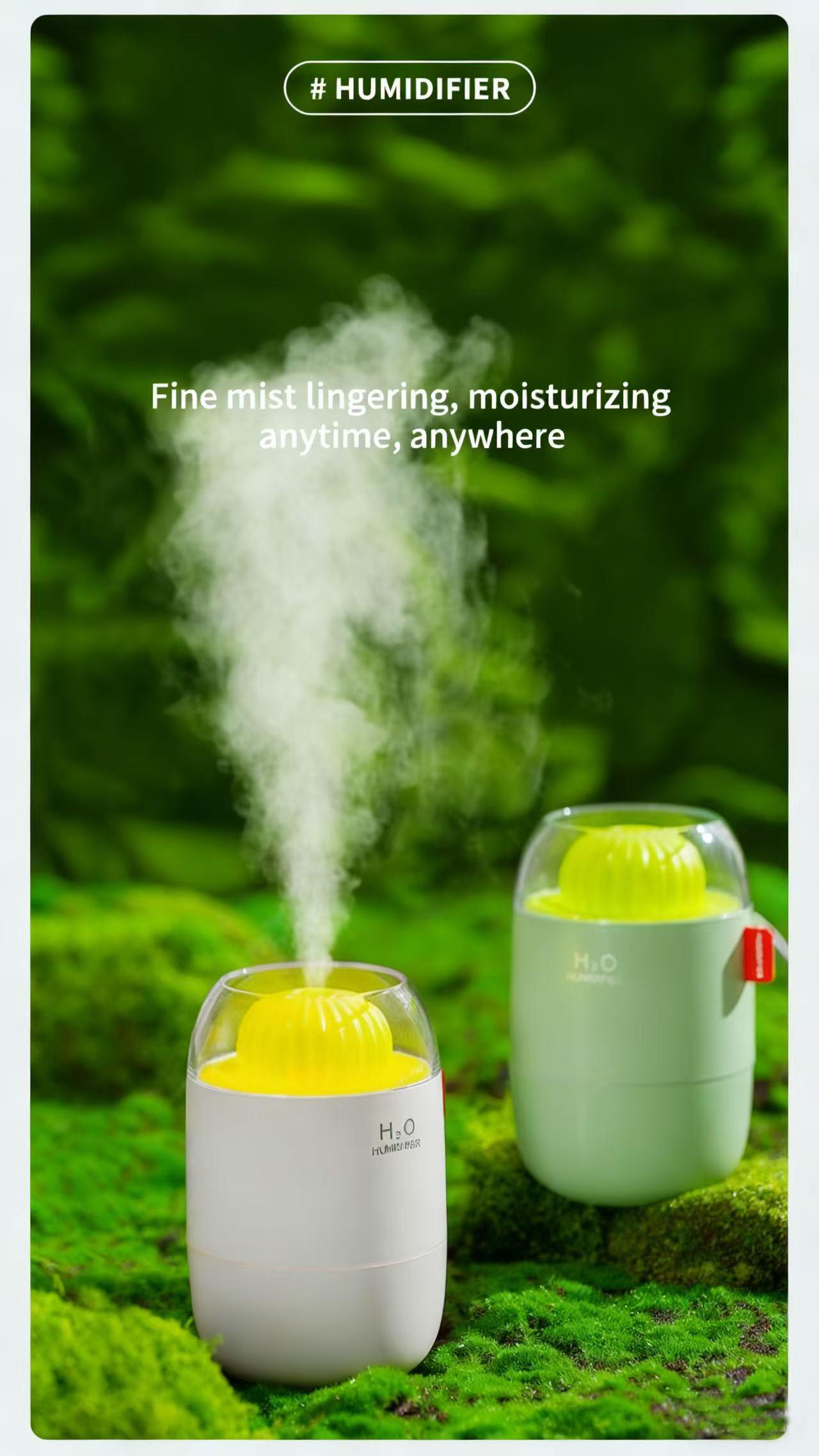 Cactus Mini Humidifier - Small USB Personal Humidifier for Bedside, Desk, Office, and Car | Quiet 360° Mist, Auto Shut-Off, Night Light, Perfect for Dry Air, Sleep, and Plants