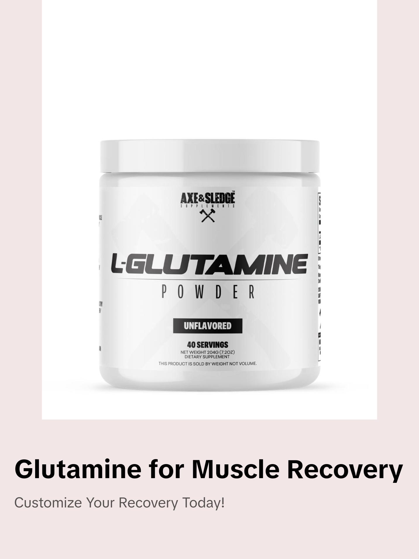 Axe & Sledge Basics Glutamine, 5g Pure L-Glutamine, Muscle Recovery & Performance | 40 Servings