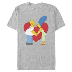 Men's The Simpsons Homer and Marge Couple Kiss T-Shirt
