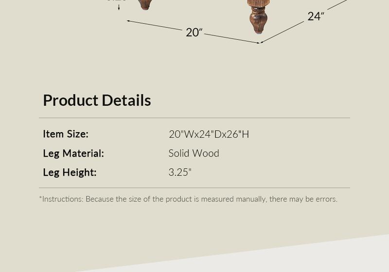 Hulala Ira 26" Tall Farmhouse Solid Wood End Table with Built-in Charging Outlets, Computer Tray and Extendable Tray, Built-in Charging Outlets, Traditional and Farmhouse Style, Solid Wood Construction, Versatile Functionality