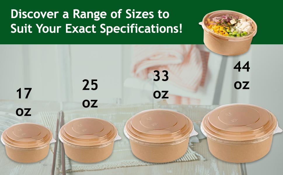 Disposable Bowls with Lid | Meal Prep Paper Bowls | To Go Salad Ramen Food Containers with Lids