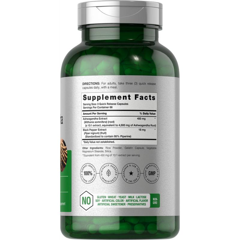 Horbäach Ashwagandha Supplement | Max Strength |  200 Capsules | For Women and Men | Non-GMO, Gluten Free