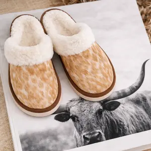 BROWN HAIR-ON-HIDE SCUFF SLIPPER