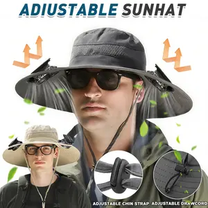 Solar Powered & Rechargeable Cooling Fan Hat, Wide Brim Sun Protection Cap for Outdoor Fishing, Breathable and Comfortable Design, Perfect for Men and Women, Great for Travel, Sports, Gardening and Various Outdoor Summer Activities