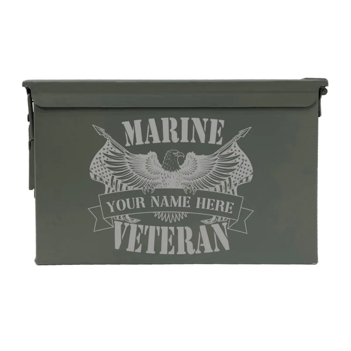 Laser Engraved - MARINE - Veteran [YOUR NAME] Grade 1 Ammo Cans - 30 Cal, 50 Cal or Fat 50