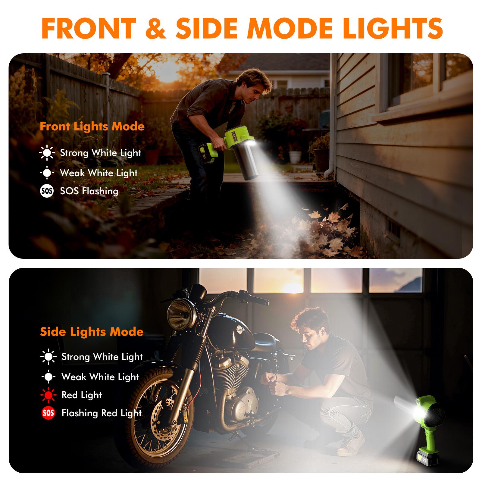 OGERY Updated Leaf Blower Cordless with Lights, 21V Powerful Electric Leaf Blowers with 2 x 3.0Ah Batteries & Charger, 700CFM 140MPH 900G Wind Pressure Lightweight Handheld Blower for Lawn Care Yard Garden