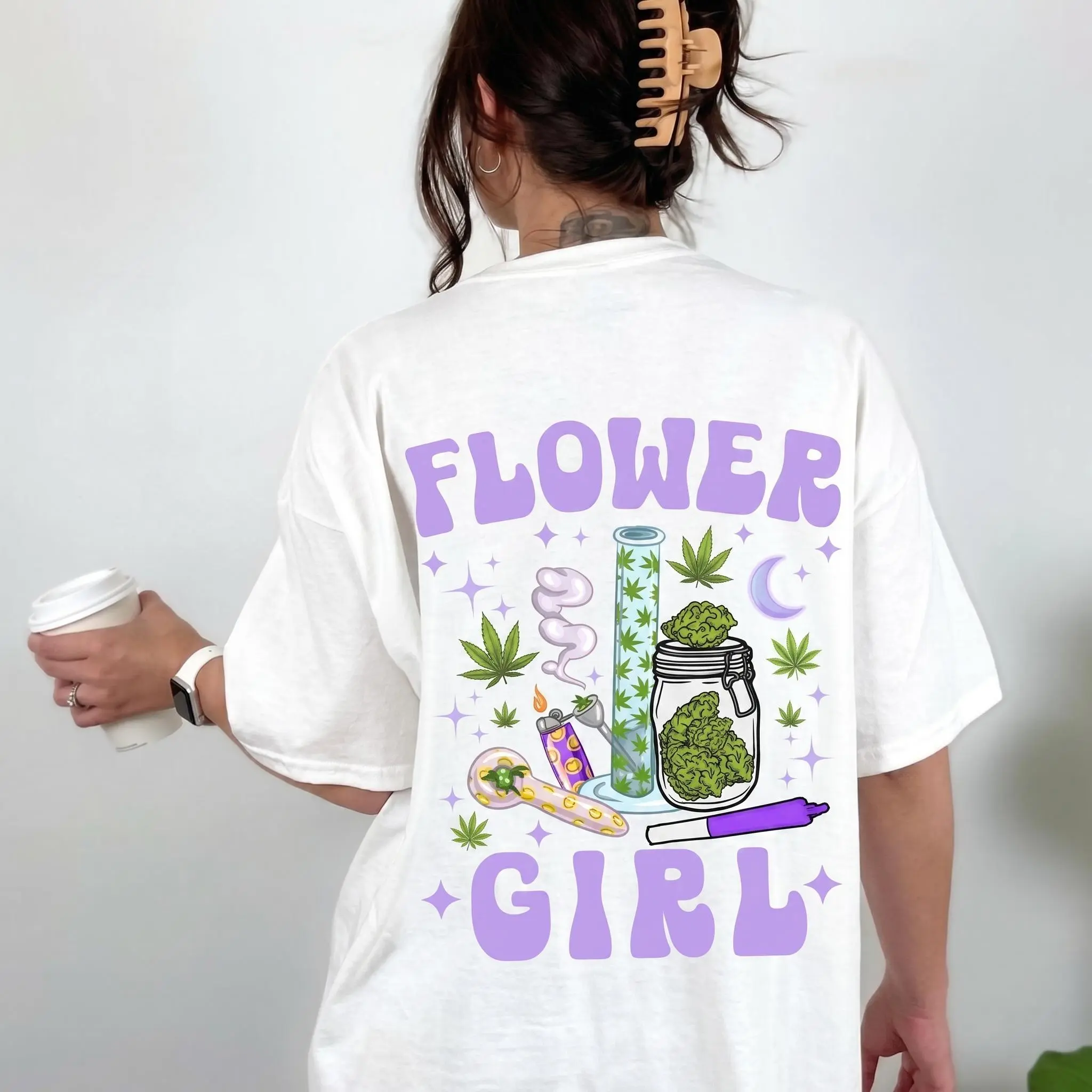 420 Flower Girl T-Shirt, Stoner Aesthetic Graphic Tee, Cannabis Culture Gift For Women, Birthday Gift Holiday Gift