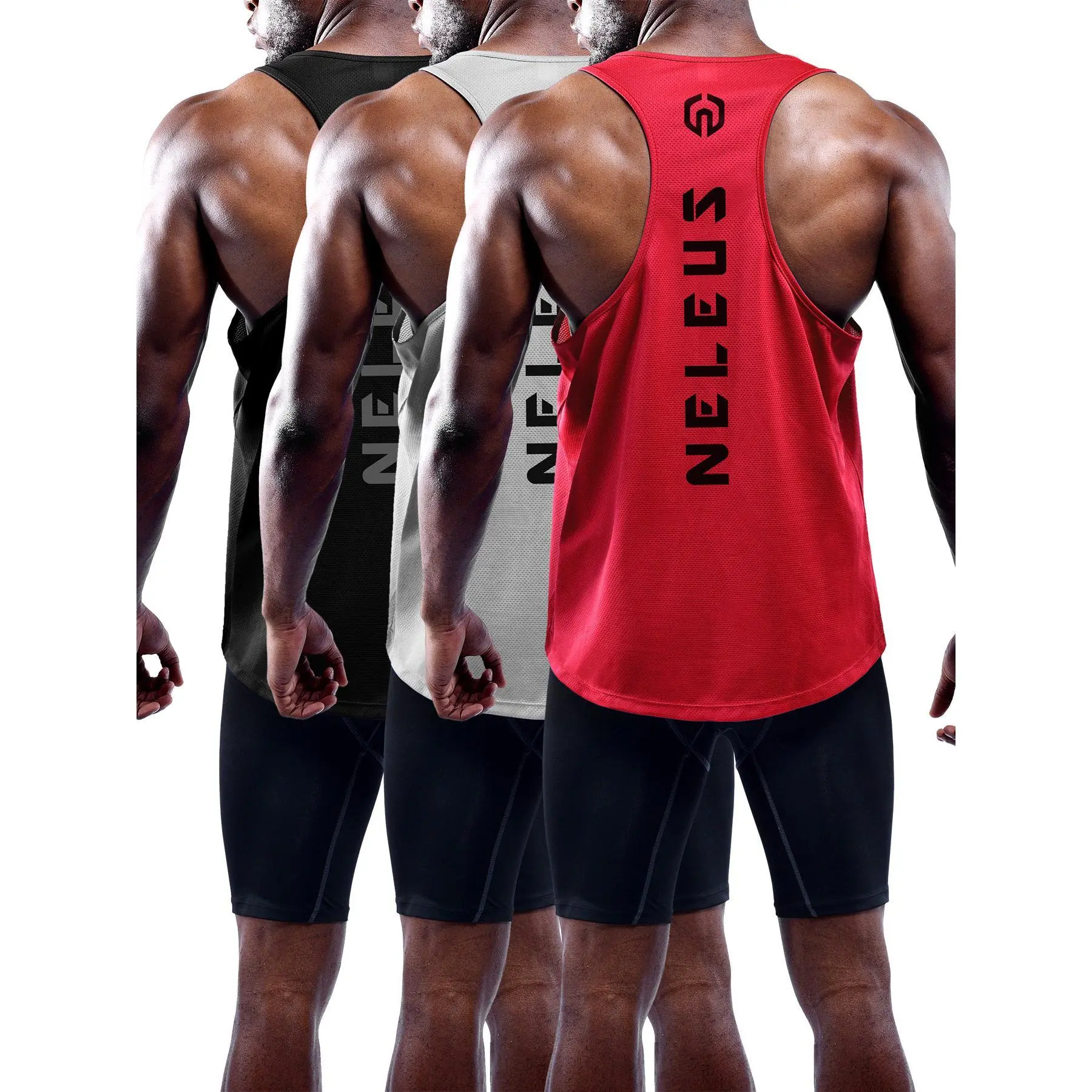NELEUS Men's 3 Pack Dry Fit Y-Back Muscle Tank Top Fitness Workout Vest Yoga Sports Vest Dry Fit Sleeveless Athletic Activewear Dry Fit Wicking summerwins,travel essentials,camping essentials tiktokshopbacktoschool,back to school,back to school haul