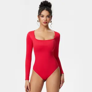 OYV 1 Piece Square Neck Long Sleeve Bodysuits