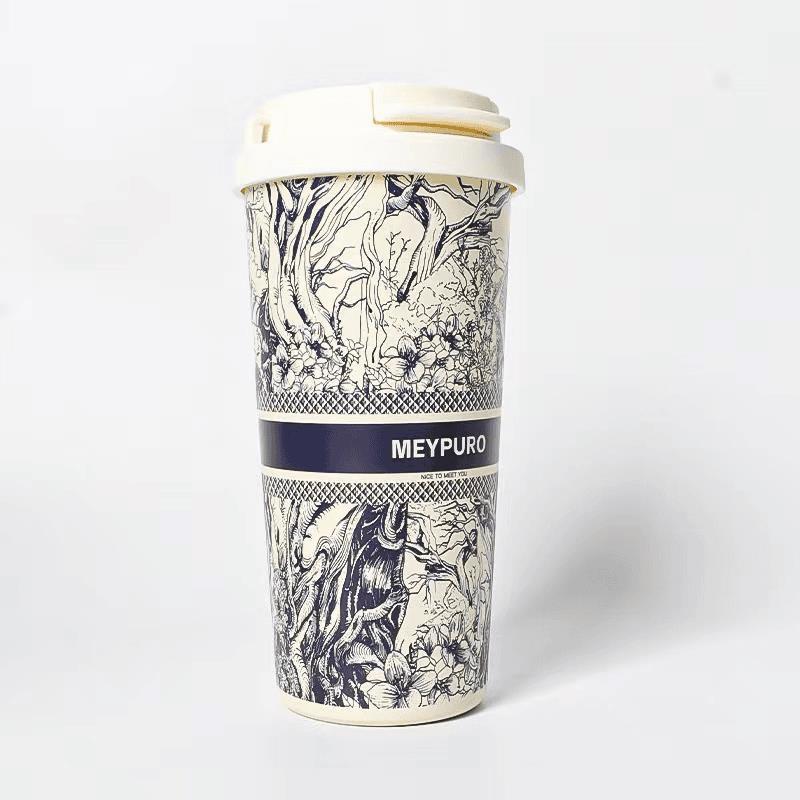 Forest Design 316 Stainless Steel Thermos Bottle 500ml/17oz Portable Car Coffee Mug, Drinkware 12H Hot 12H Cold