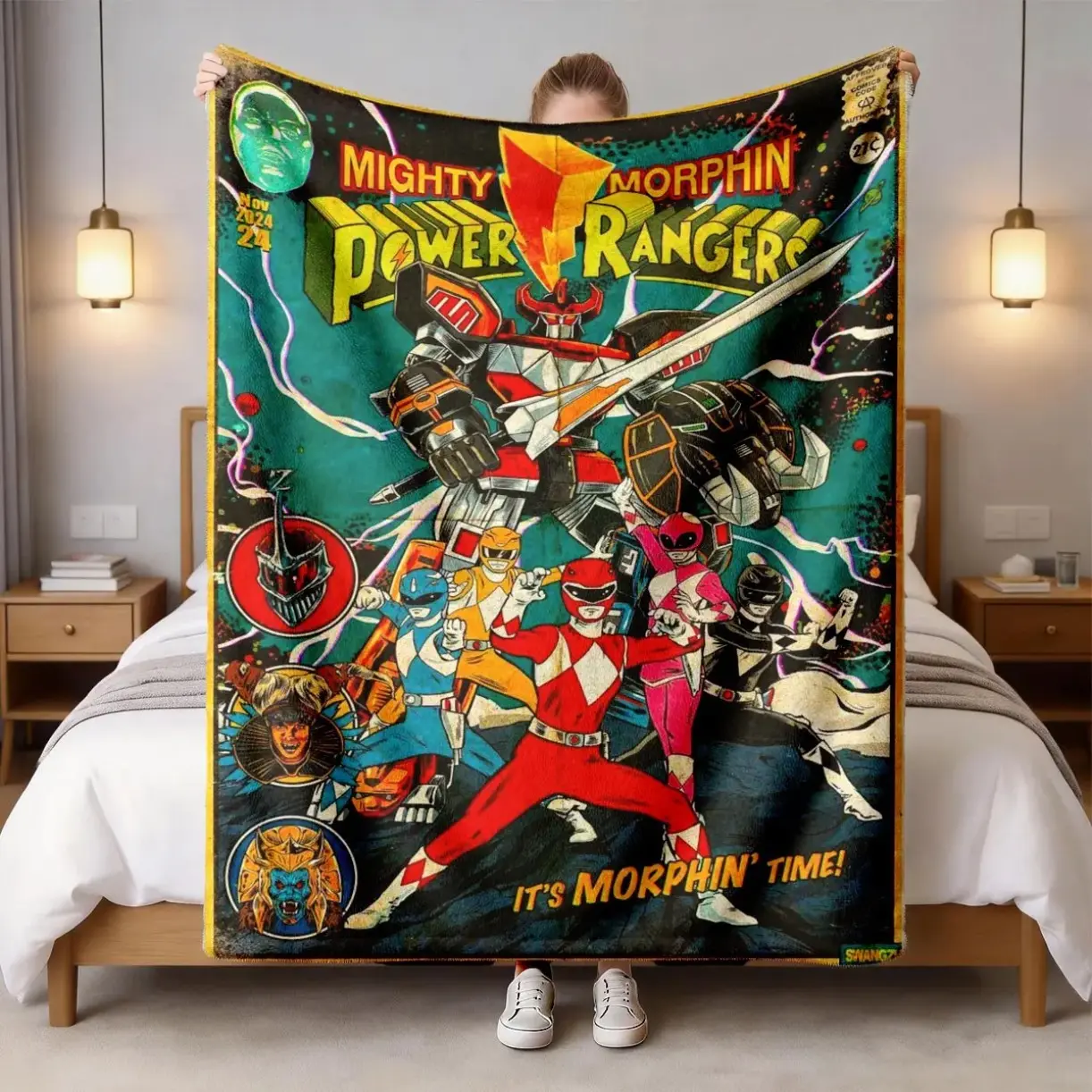 Super Sentai Retro Comic Poster Flannel Throw Blanket, Large Size, Soft Lightweight Warm, Perfect for Bed Sofa Office Camping Travel, holiday gift Dream Weave Home
