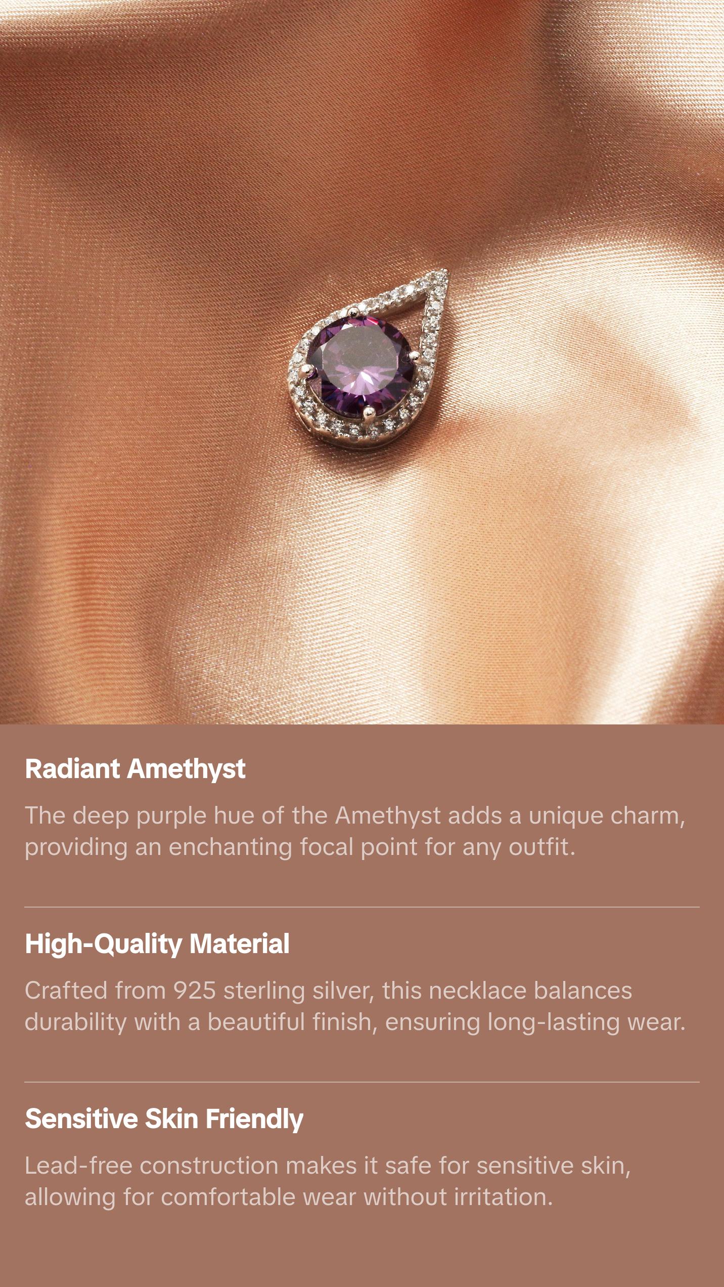 Amethyst Cubic Zircon Gemstones Necklace Amethyst Cubic Zircon Gemstones Necklace