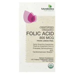 Futurebiotics Folic Acid From Lemon Peel, 800 mcg, 120 Organic Vegetarian Tablets