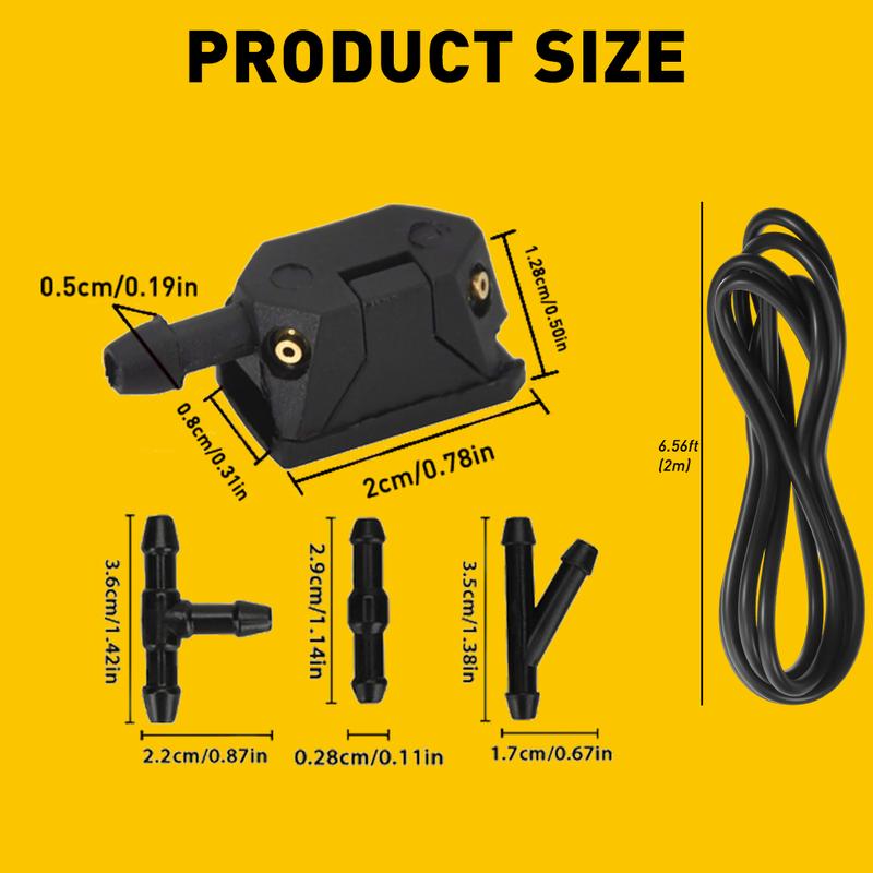 2PC Windshield Washer Nozzle Wiper Hose 2m Windscreen washer jet pumps Universal