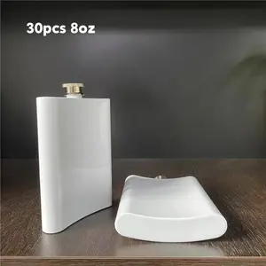 30Pack 8oz White Hip Flask with Leak Proof Lid Sublimation Blanks for Hot Stamping Whiskey Flask