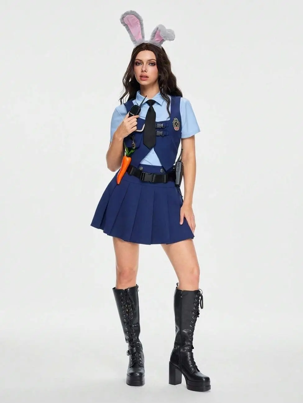 3PCS Judy Hopps Officer Cosplay Costume Set for Women, Cute Bunny Police Outfit, Anime Comic Con Costume, Halloween Party Dress Up, Convention Cosplay & Character-Themed Outfit