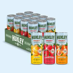 Huxley Superfruit Energy Drink Variety Pack - 90mg Natural Caffeine, Real Fruit Juice, 5g Sugar, Electrolytes, No Artificial Ingredients - 12 pack