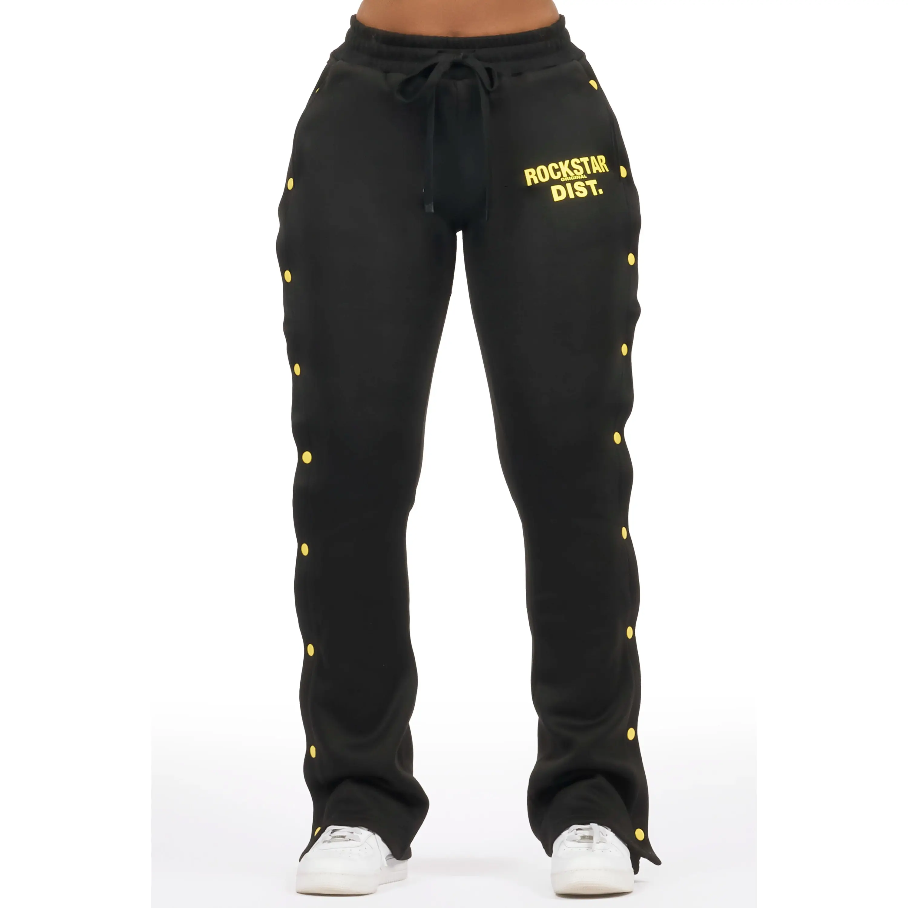 Kenniyah Black Snap Stacked Track Pant