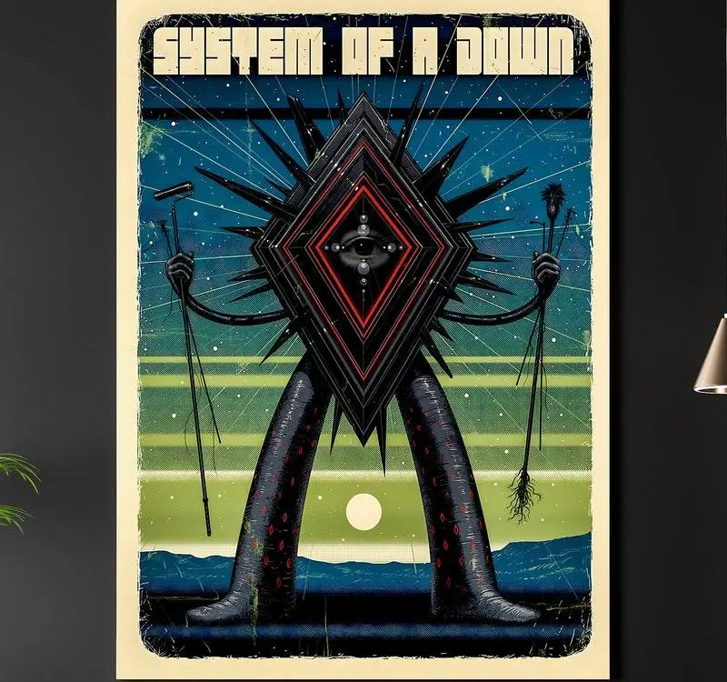 SOAD Poster: System Of A Down Vintage Rock Art Print (Digital Download A3 Portrait JPEG)