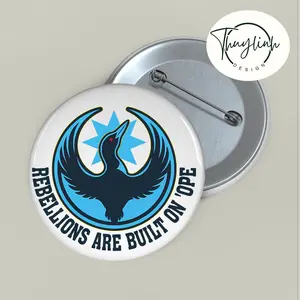 Rebellions Are Built On Hope Pin, Minnesota Rebel Alliance Political Pin, MN State Bird Loon Protest & Resistance HFN