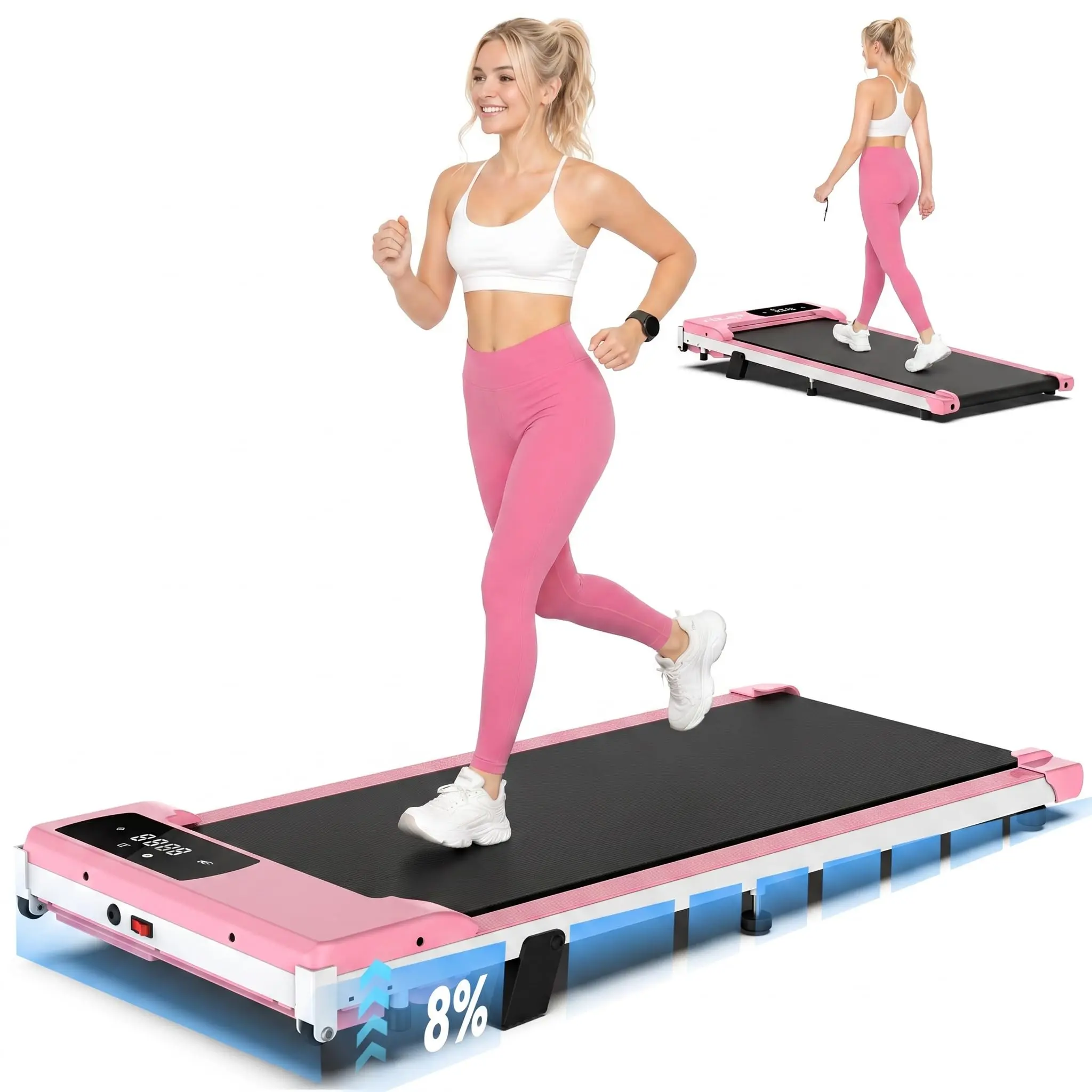 Under Desk 2-in-1 Walking Pad for Home & Office, Remote Controlled Under Desk Treadmill Low-Noise with LED Display, 300 lbs Capacity , summerwins Home Fitness Equipment Home Workout Station walking pad treadmill tiktokshopbacktoschool