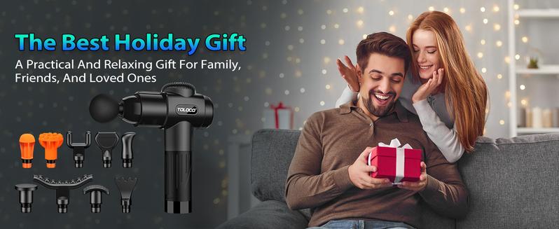 TOLOCO Massage Gun, Muscle Deep Tissue Massager with LED Display, 7 Speeds, Percussion Massage Gun with 10 Replacement Heads, Perfect Gift Relaxing Therapy