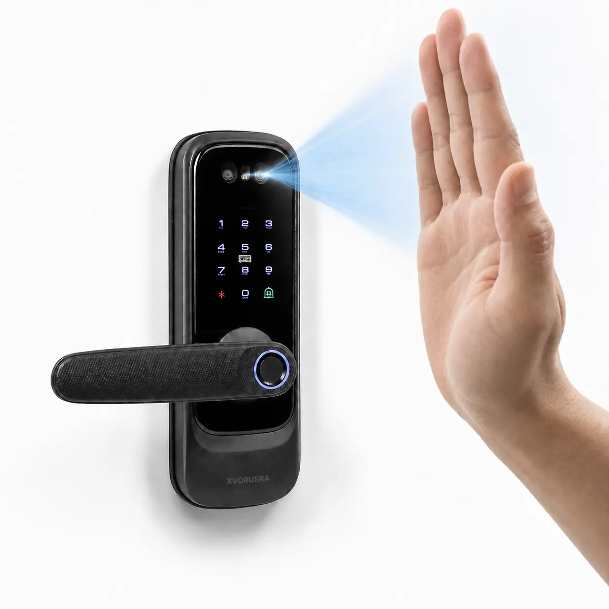 Smart Door Lock with Palm Vein Fingerprint & Face Recognition 2K Camera Video Doorbell Keyless Entry App Control for Front Door Bedroom Apartment Office Garage Locks Biometric Security