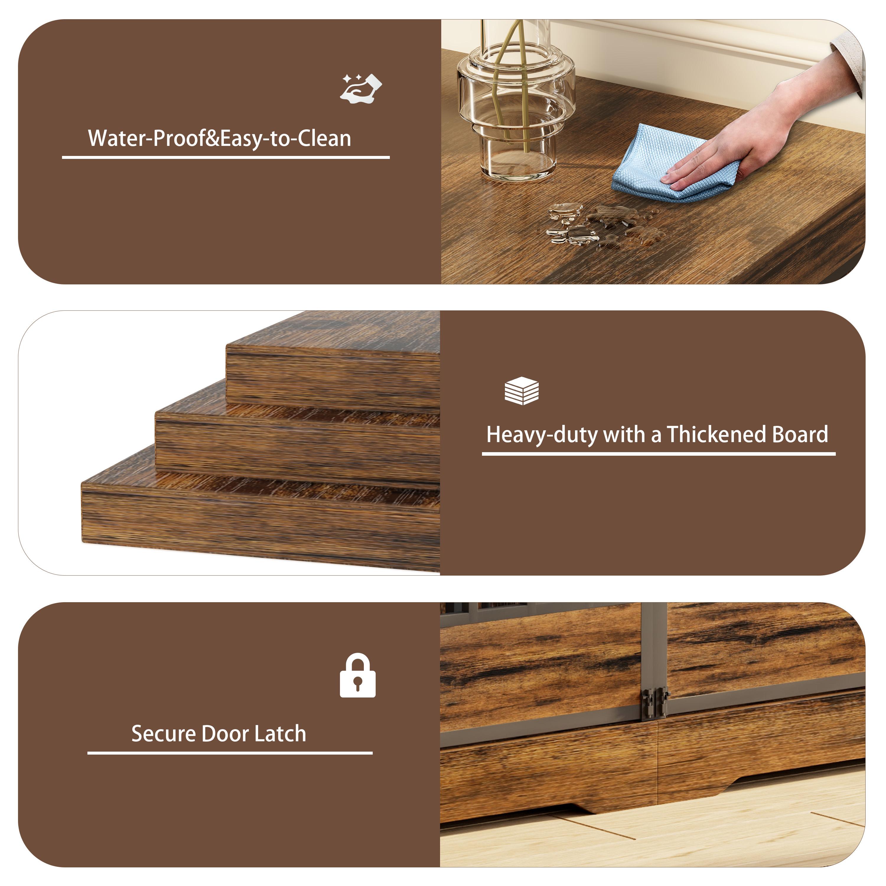 【SpringGlowUp】COZPAW 78" Dog Crate Furniture for 2 Dogs,Extra Large Breed Double Chew-Resistant Indoor Pet House,Heavy Duty Wooden XXL Large Kennel, Furniture Style XL Dog Cage, Max 300lbs Capacity (Grey)