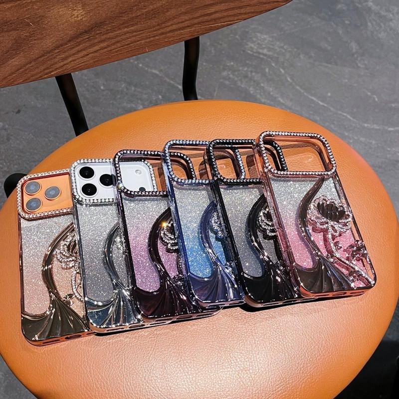 Compatible with iPhone 17 Pro Max/17 Pro/ 17/17 Air Flower-patterned gradient flash paper electroplated full package phone case-HN310-1
