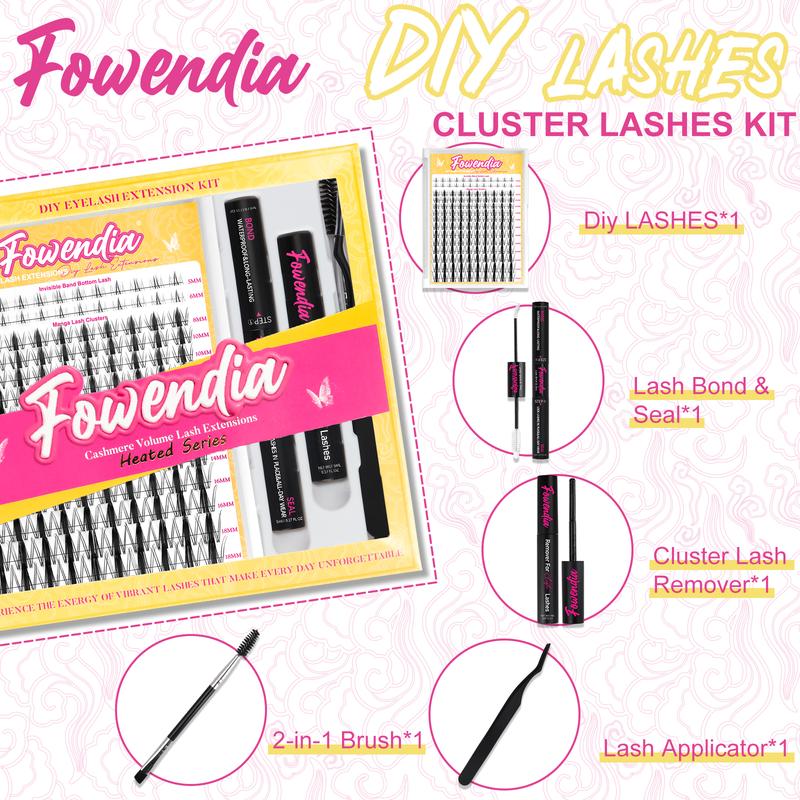 Fowendia Manga Lashes Cluster Lashes C D Curl DIY Extension Kit and California Sunset Wanna Be Freya Lash Clusters Fall Deals For You Campaign 8-18mm with Bond, Seal and Remover - Ultra-Thin Transparent Bands, Lash Magic Anime dealsforyoudays
