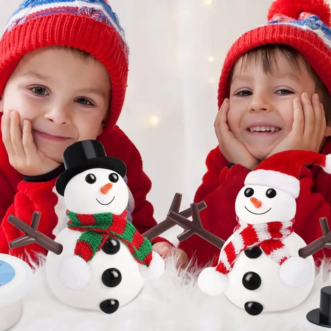 9 Pack Build a Snowman Kit Snowman Crafts ,Modeling Clay Snowman DIY Kit, Christmas